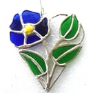 Pansy Heart Suncatcher Stained Glass Flower 022
