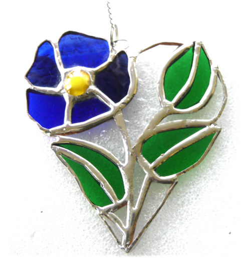 Pansy Heart Suncatcher Stained Glass Flower 022