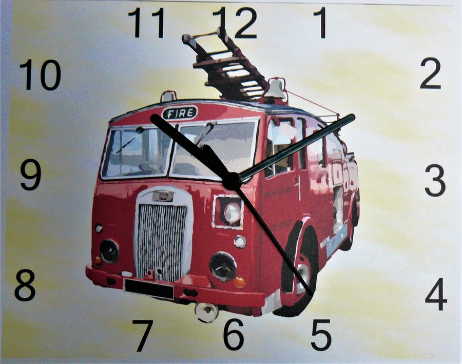 vintage fire engine wall hanging clock 1950s F8 fire engine denn is