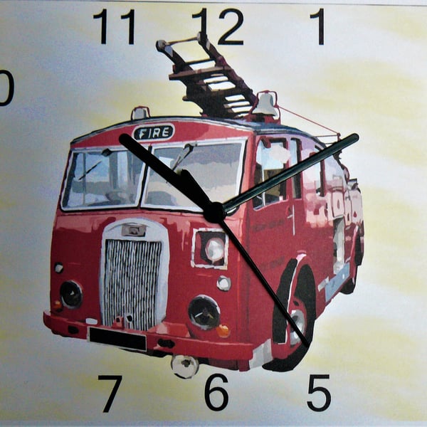 vintage fire engine wall hanging clock 1950s F8 fire engine denn is