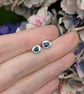 Organic Silver and Sapphire Earrings, September Birthstone - Image 2