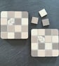 Coaster Set -Two Mosaic Chequerboard Coasters in Browns - Image 2