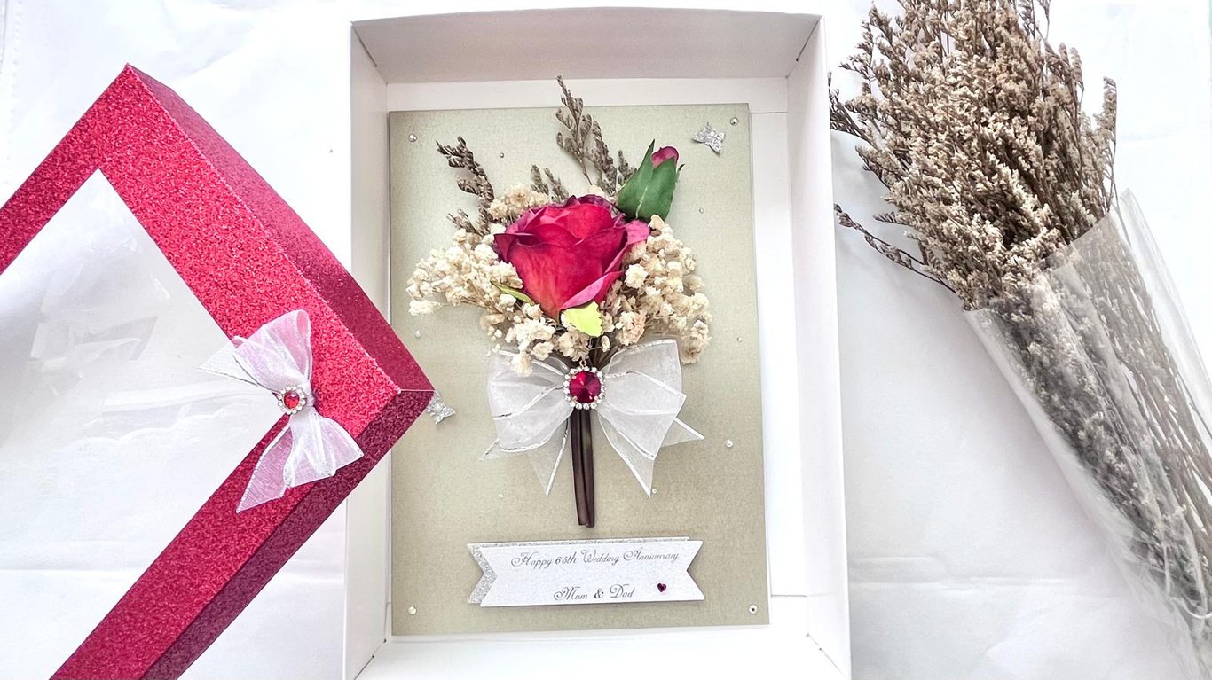 Luxury Handmade Personalised Wedding Anniversary Card with Box