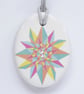 Multicoloured Geometric Star Ceramic Pendant on Grey Cord with Lobster Clasp - Image 1