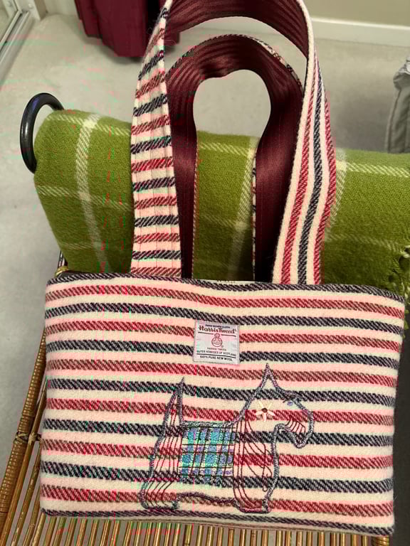 Unique and unusual Harris Tweed Scottie Bag handbag or shoulder bag