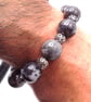 Men's Black Grey Marbled Stone and Gunmetal Spacer Bracelet, Men's Bracelet - Image 2