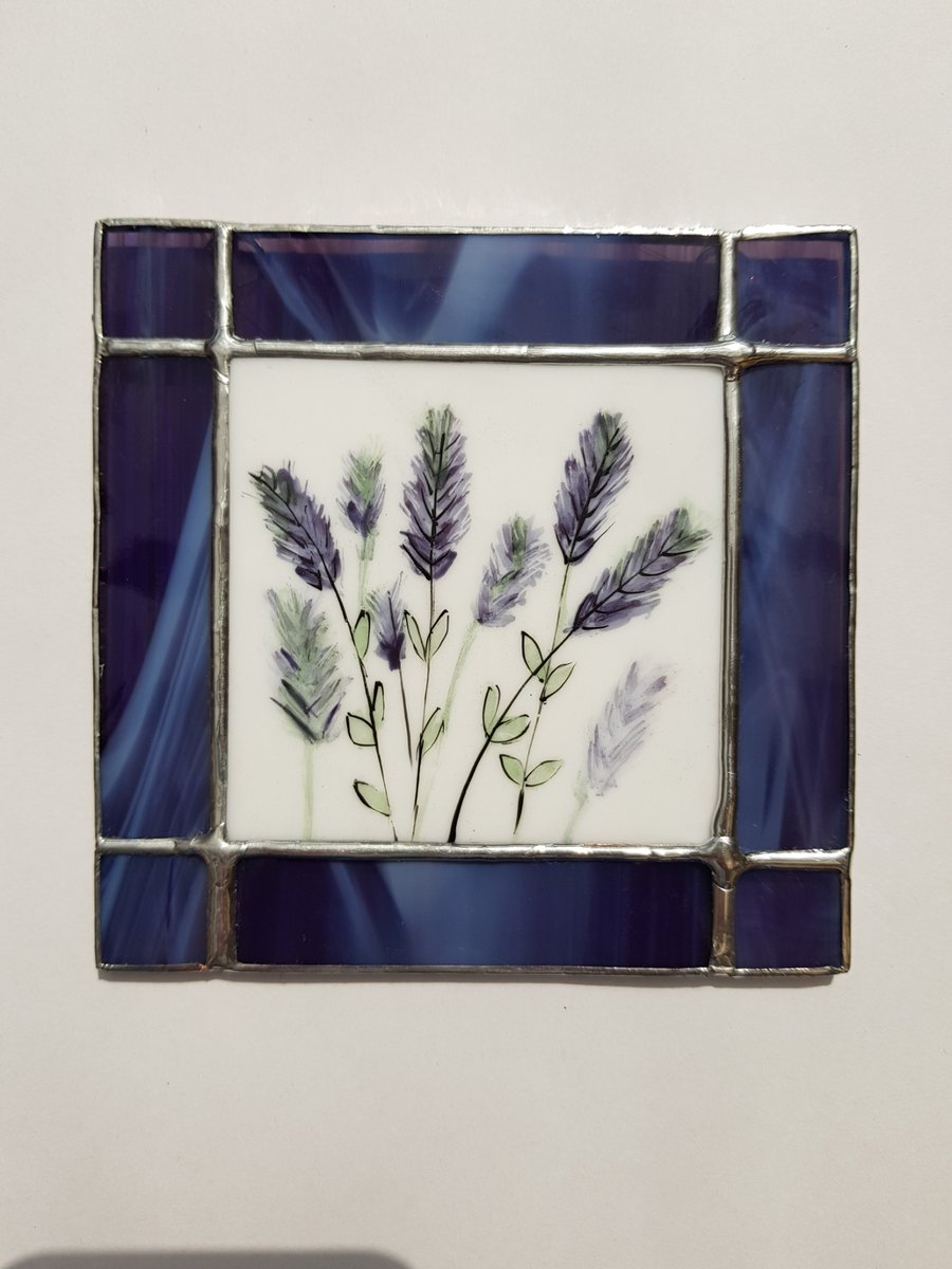 197 Stained Glass Lavender Painting - handmade hanging decoration.