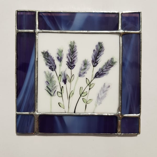 197 Stained Glass Lavender Painting - handmade hanging decoration.