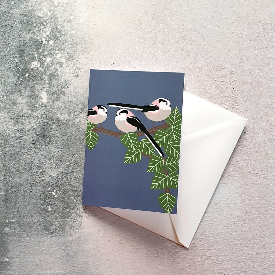 Long Tailed Tits Greeting Card