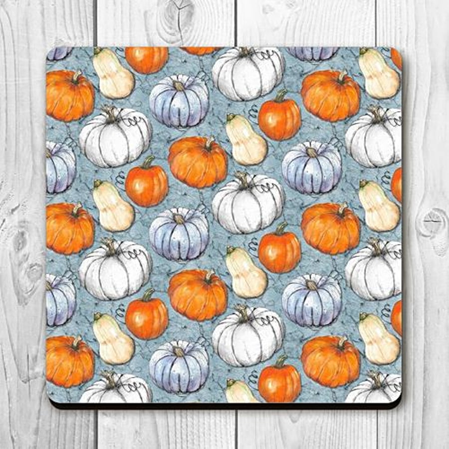 Pumpkin Patch Illustrations - Set of x4 Eco Wooden Coasters (Single design)