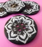 6cm Raised Edge  Dark Brown Patterned Large Wood  Buttons FLOWER pattern - Image 1
