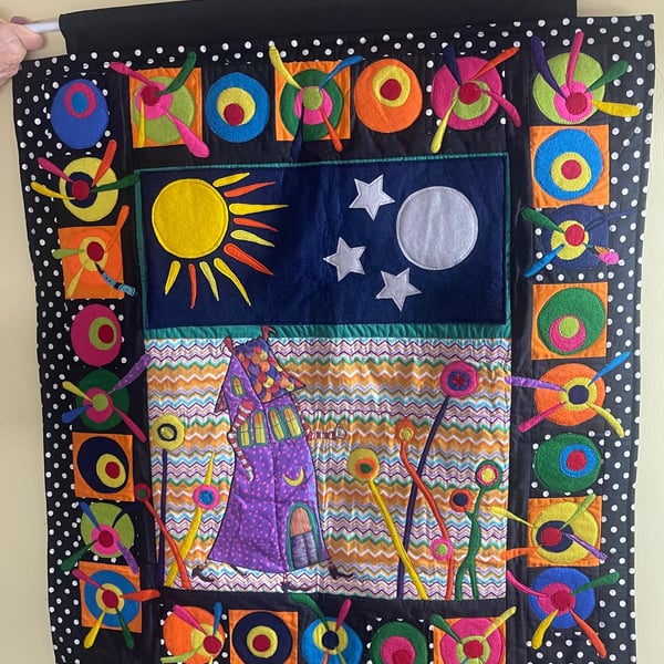 My House of Whimsy - Handmade Textile Wall Hanging for Child's Room