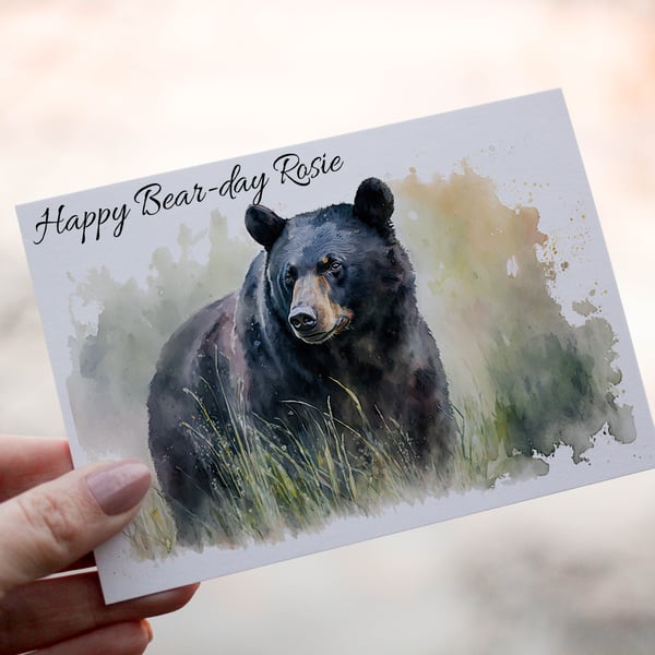 Black Bear Birthday Card, Card for Birthday, Birthday Card, Friend Birthday Card