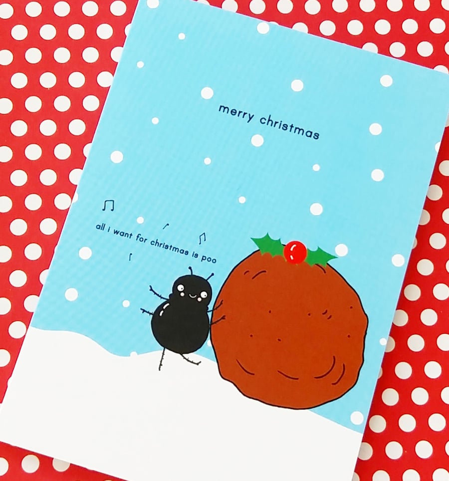 christmas card - festive dung beetle