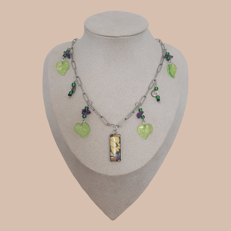 Upcycled Butterfly Charm Necklace 