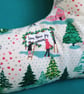 Upcycled Christmas Stocking - snowy winter scene with pink and red hearts - Image 9