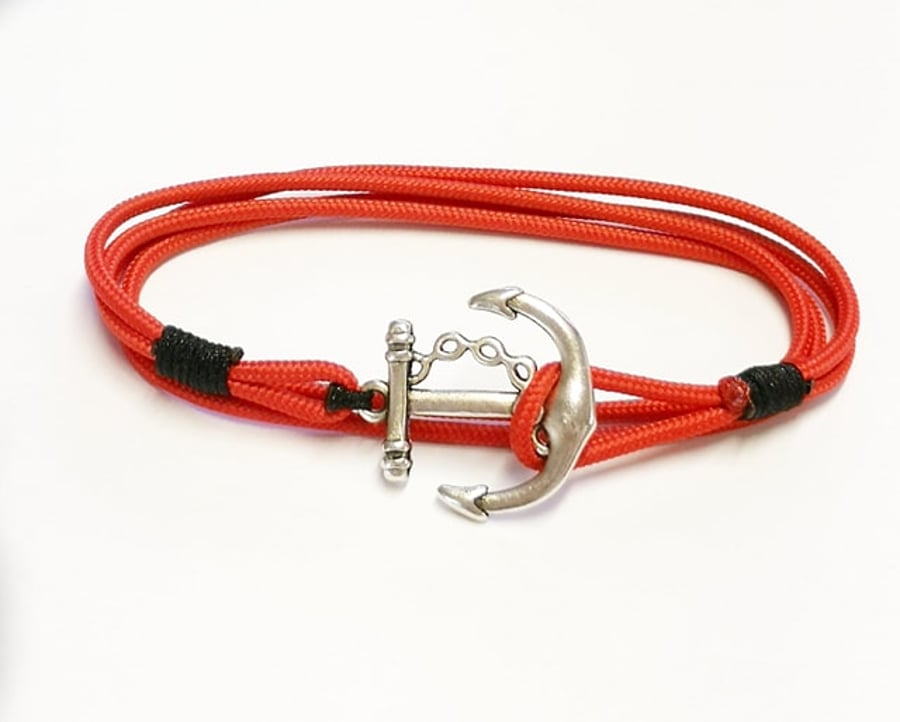 Unisex Red Paracord Nautical Bracelet 