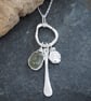 Sterling Silver Sea Glass Cluster Pendant Necklace, Recycled Materials - Image 5