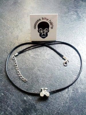Cute Bicycle Charm Necklace on a Black Cord Cute Gift for Any Bike Rider or Cycl
