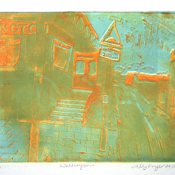 Wellington Pub, Irlam's o' th' Height, Salford original etching with aquatint