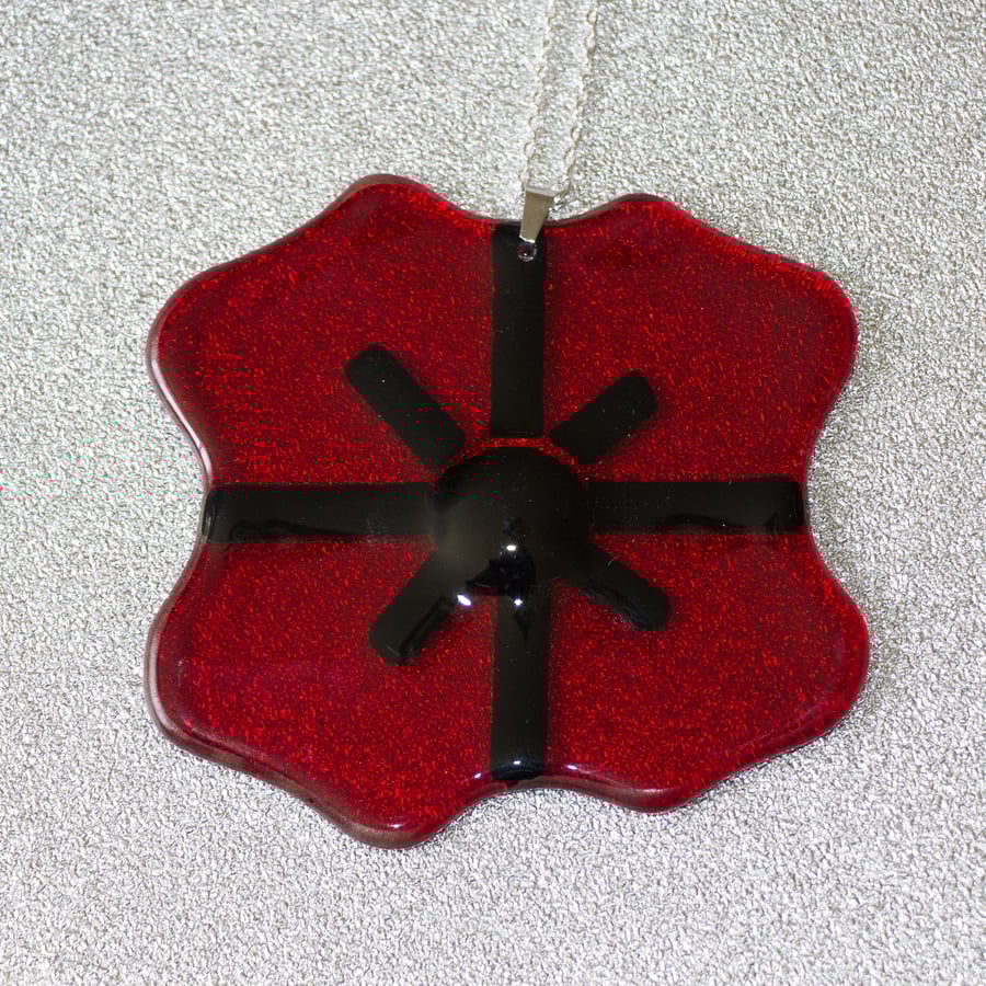 Translucent Red Fused Glass Poppy - 6173 - Includes donation to RBL