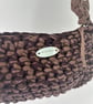 Handmade Crochet Shoulder Bag - Mocha & Chocolate Brown - Floral Flower Strap  - Image 3