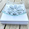 Grey retro style flower fused glass trinket dish 