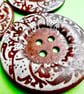 6cm Raised Edge  Brown Patterned Large Wood  Buttons ABSTRACT pattern - Image 3