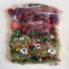 'The Midnight Meadow' Needlefelted sheep landscape art