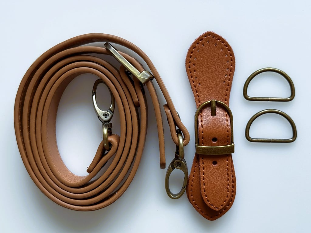 Tan Buckle Clasp & Strap Hardware Kit for Making a Felt Bag on a Ball