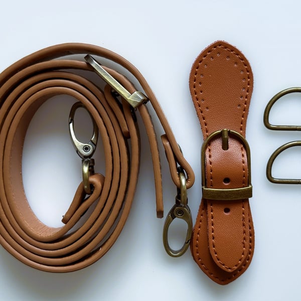 Tan Buckle Clasp & Strap Hardware Kit for Making a Felt Bag on a Ball