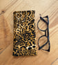 Leopard Print Quilted Fabric Glasses Case