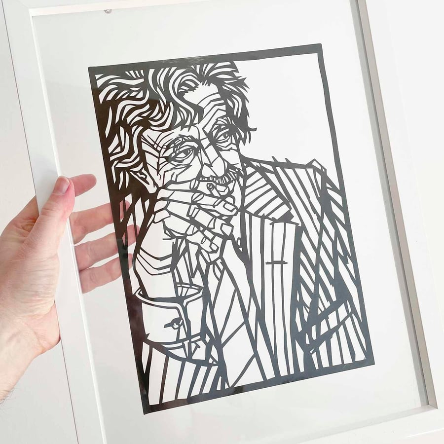 KURT VONNEGUT hand-crafted papercut, original artwork, available in 2 sizes