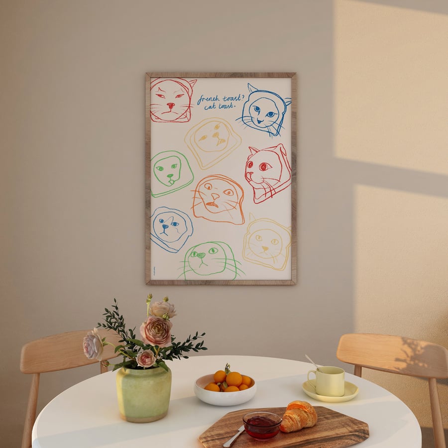 Cat Toast Art Print Poster
