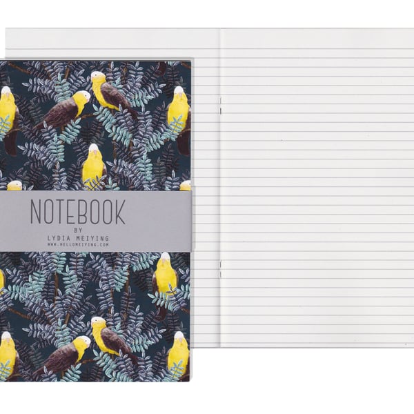 Lined Pages A5 Notebook - Galah Yellow