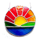 Sunrise Picture Stained Glass Suncatcher Handmade Sea Ring 