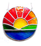 Sunrise Picture Stained Glass Suncatcher Handmade Sea Ring 