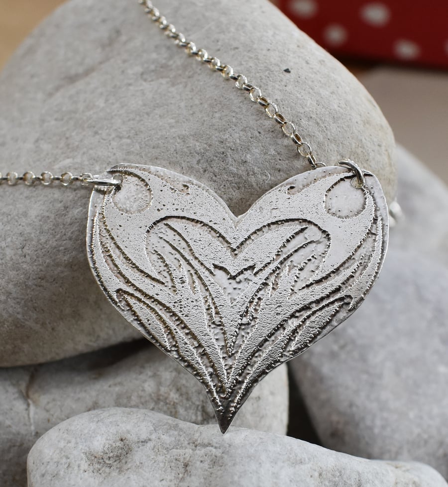 Heart necklace in sterling silver - hallmarked