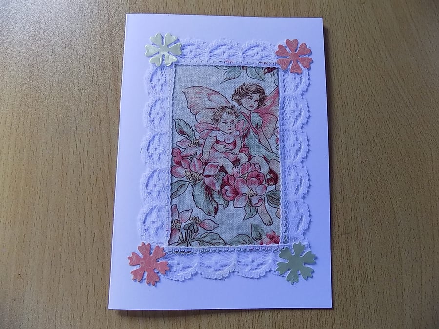 hand made card featuring fairies and flowers (101)