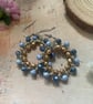 Beaded wire wrapped hoop blue and gold earrings, boho accessories, gift daughter - Image 6