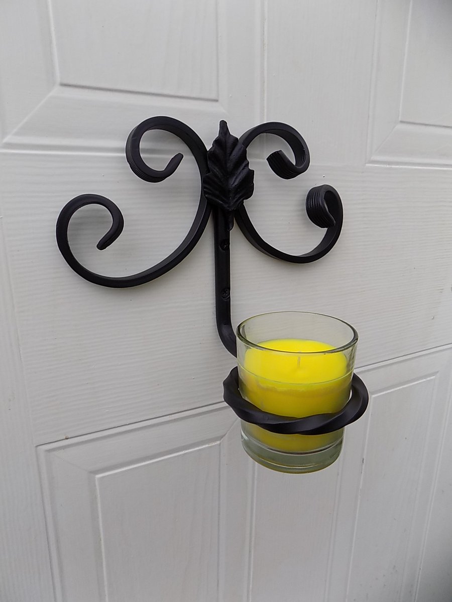 Wrought Iron(Forged Steel)Rustic Scrolled Sconce & Citronella Candle