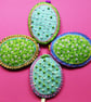 Decoration - Hanging oval - silver flower embroidery. - Image 3