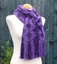 Crochet Stripey Scarf in Sparkly Purple and plain Purple - Image 9