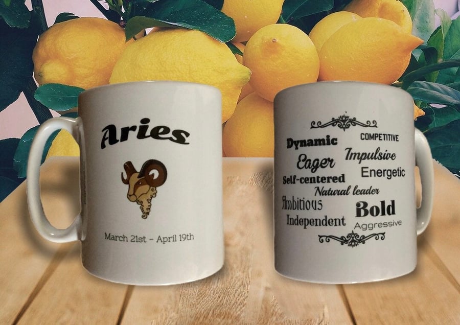 Aries Star Sign Mug. Zodiac Mugs for an Aries 