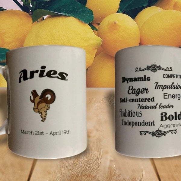 Aries Star Sign Mug. Zodiac Mugs for an Aries 