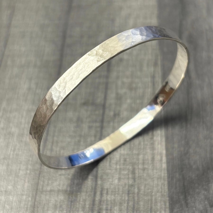 Hammered Sterling Silver Bangle 