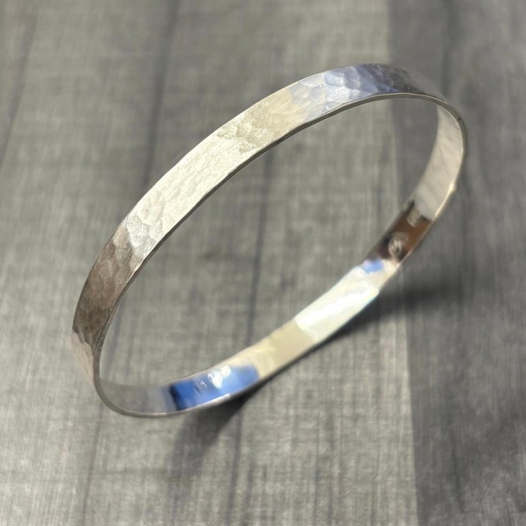 Hammered Sterling Silver Bangle 