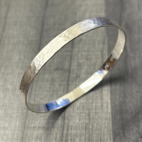 Hammered Sterling Silver Bangle 