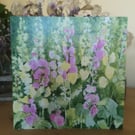 'Hollyhocks' greetings card