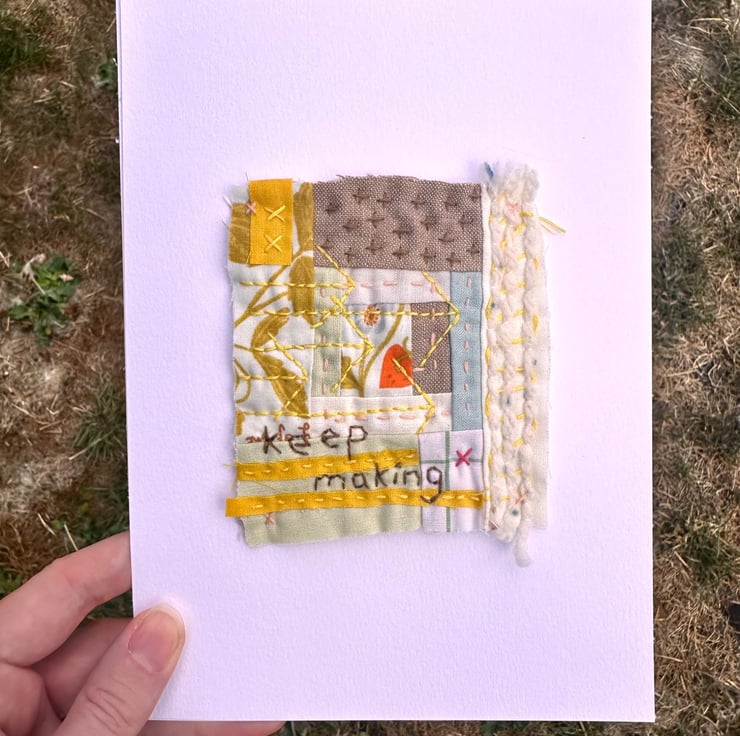 'Keep making' hand quilted and stitched textile... - Folksy